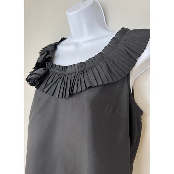 J.Crew Womens 100% Silk Top 6 Black Ruffle Bow Sleeveless Old Money Classic Prep - Picture 2 of 13